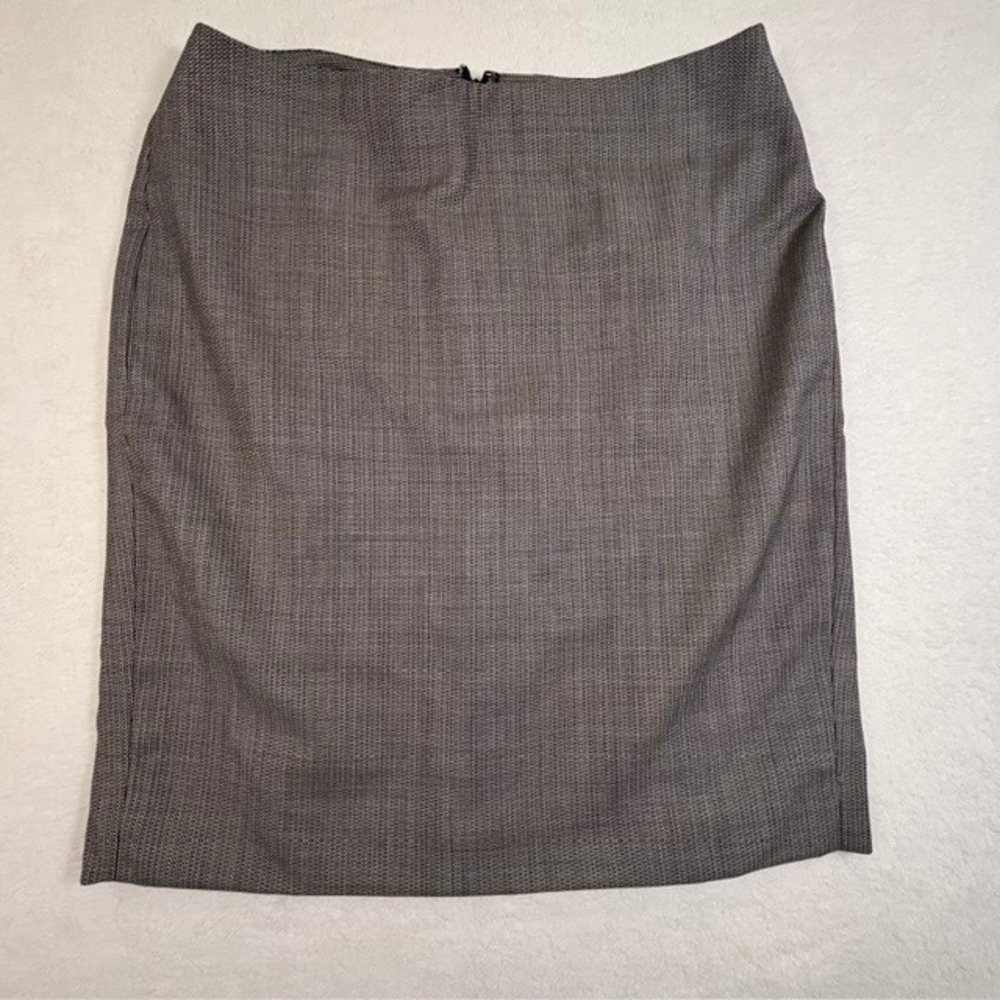 Talbots Petites Wool Blend Houndstooth Pencil Skirt Black White 8P 0017